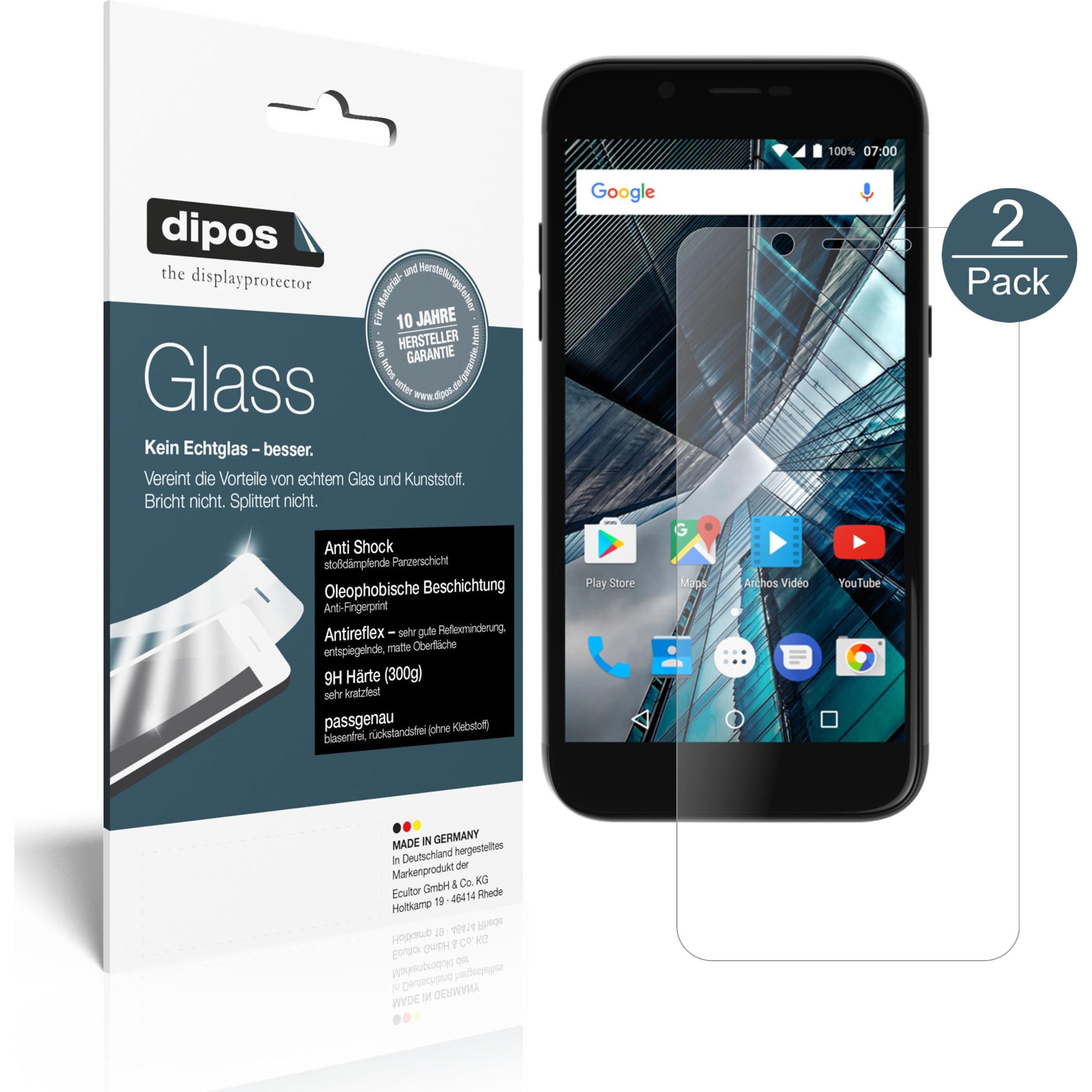 Dipos Displayschutz Anti-Shock (2 Stück, Archos 50 Graphite), Smartphone Schutzfolie, Transparent