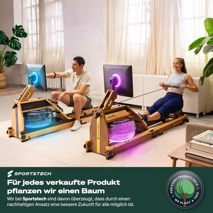Actual product image (Set-A) Sportstech Rudergerät AquaElite Walnut
