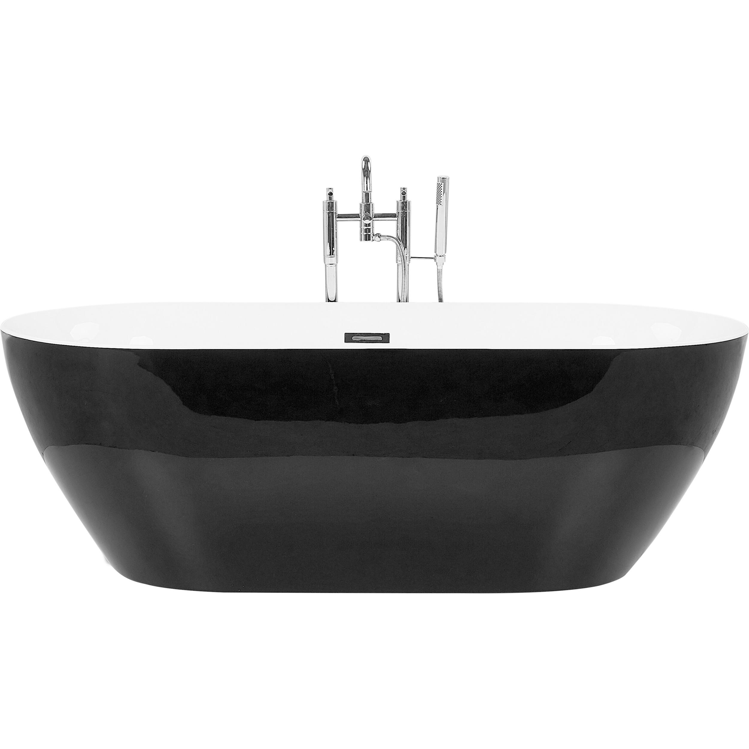 Beliani, Badewanne, Badewanne freistehend schwarz oval 180 x 80 cm CARRERA (228 l, 80 cm)