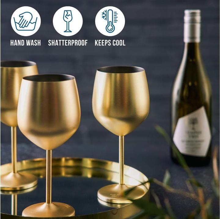 Immagine prodotto Oak & Steel Edelstahl Weingläser Gold Matt 2er-Set (50 cl, 2 Occhiali, Set di bicchieri da vino)