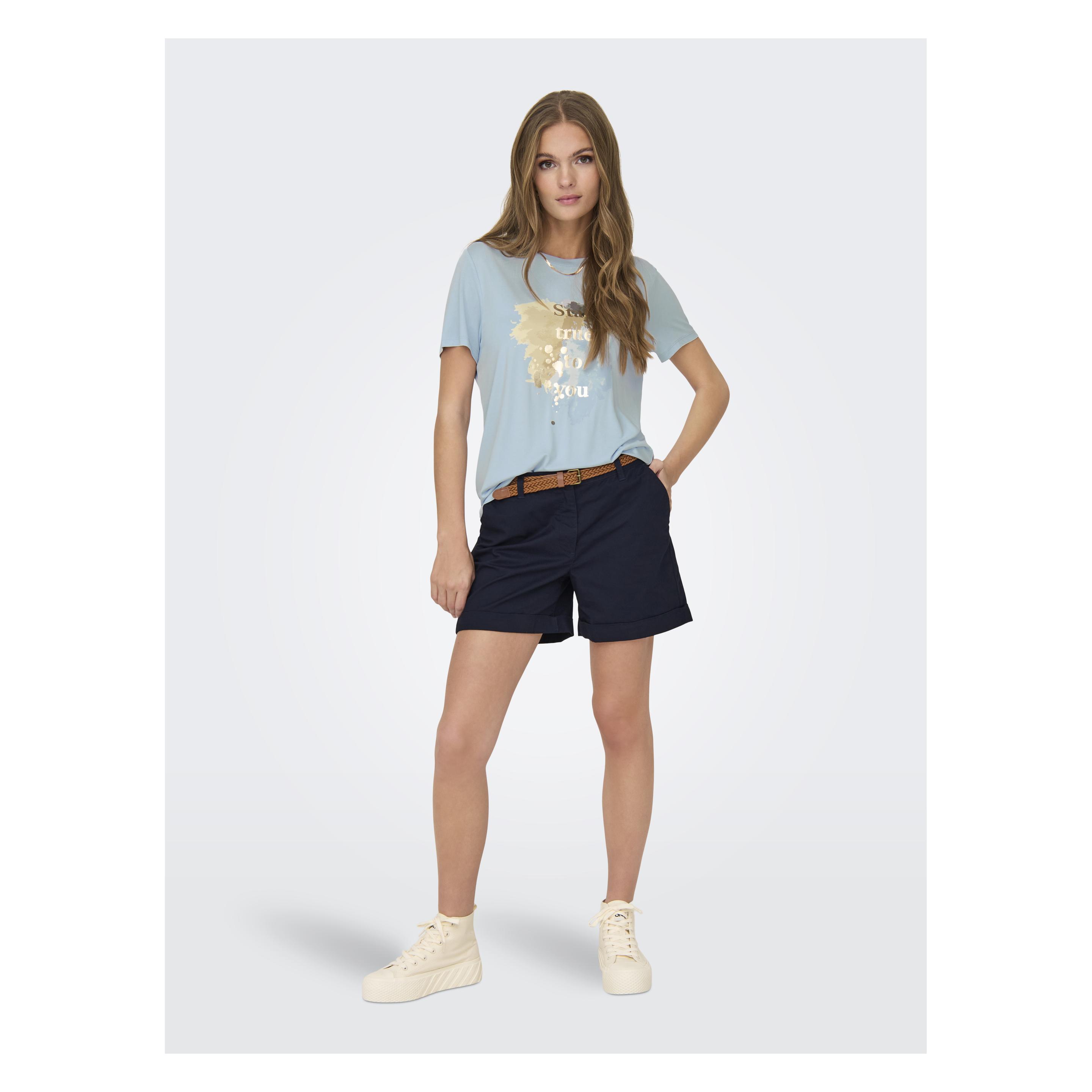 Only, Damen, Blusen, Onlfree Life Reg S/S Leaf Top Jrs, Blau, (L)