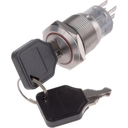 Rs Pro Switch Key Lock 2 position return 19mm, Taster + Schalter