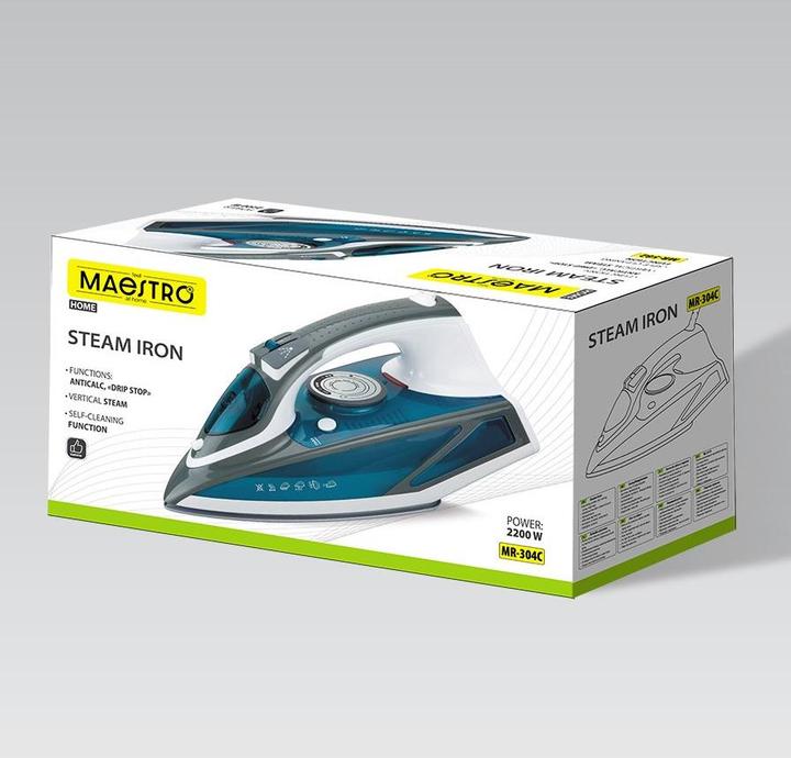 Actual product image Maestro Dampfbügeleisen MR-304C 2200W Weiss Blau (2200 W)