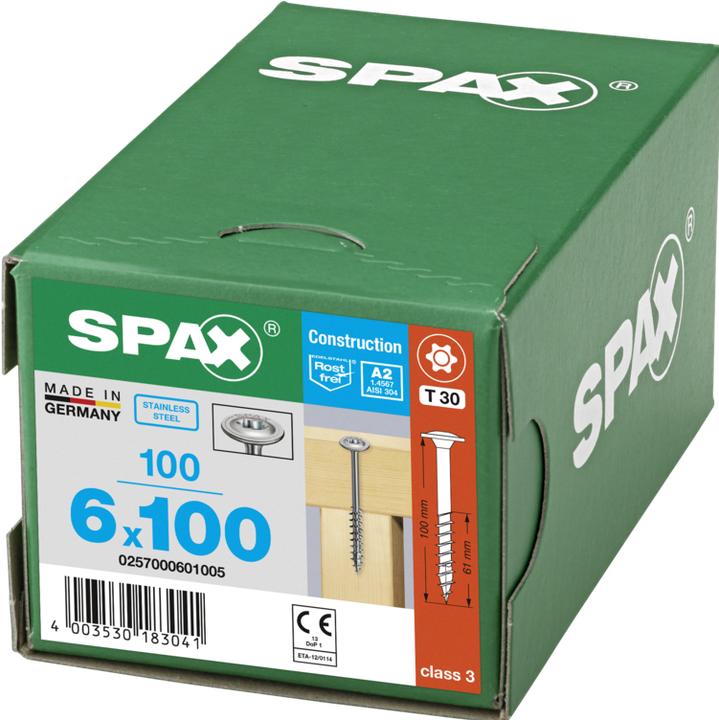 Immagine prodotto Spax A2 Testa A Disco T-Star Plus T30 Parzialmente Filettata (100 Viti per pezzo)