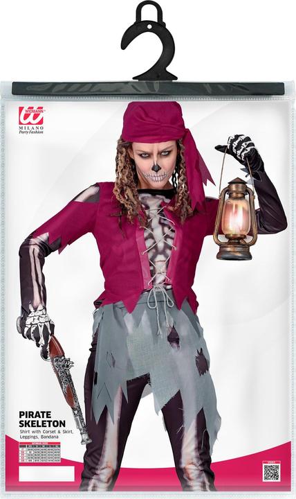 Actual product image Widmann Pirate skeleton ladies' costume shirt with corset and skirt, leggings, headscarf (XL)