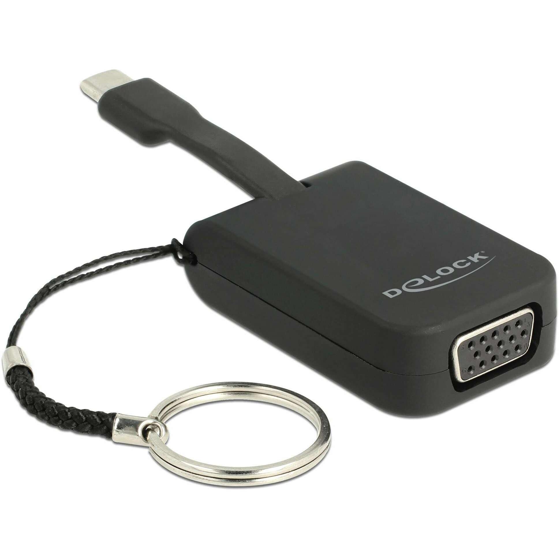 Delock Monitoradapter USB Typ-C zu VGA, DP Alt (VGA, 8 cm), Data + Video Adapter, Schwarz