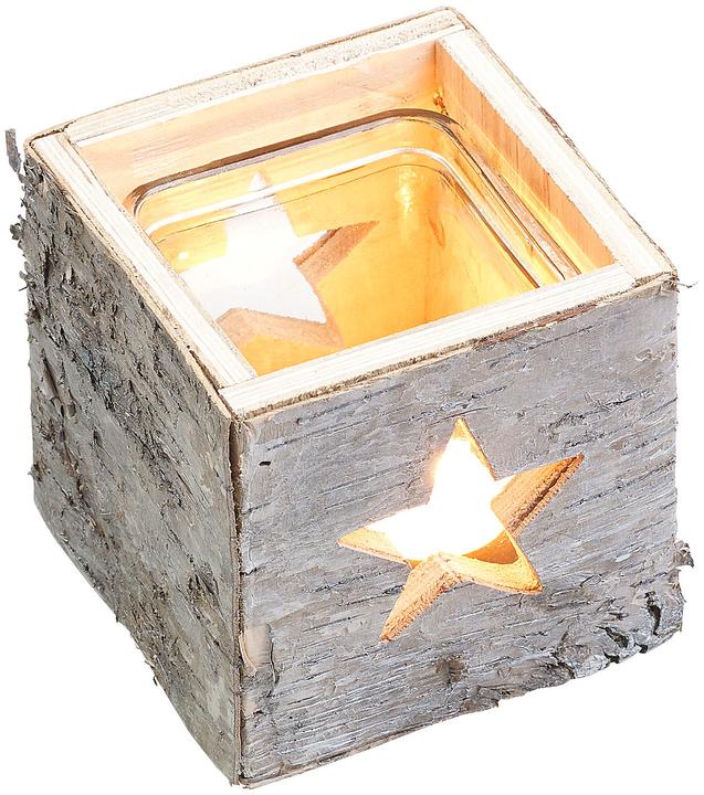 Actual product image Britesta Wooden lantern with star motif and removable tea light jar (2 x)