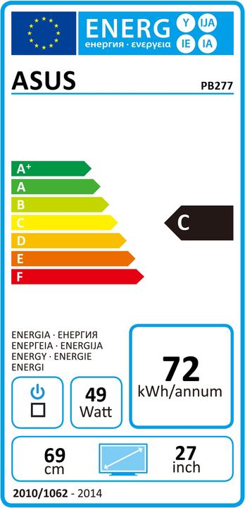 Energy Label ASUS Pb277q (2560 x 1440 pixels, 27")