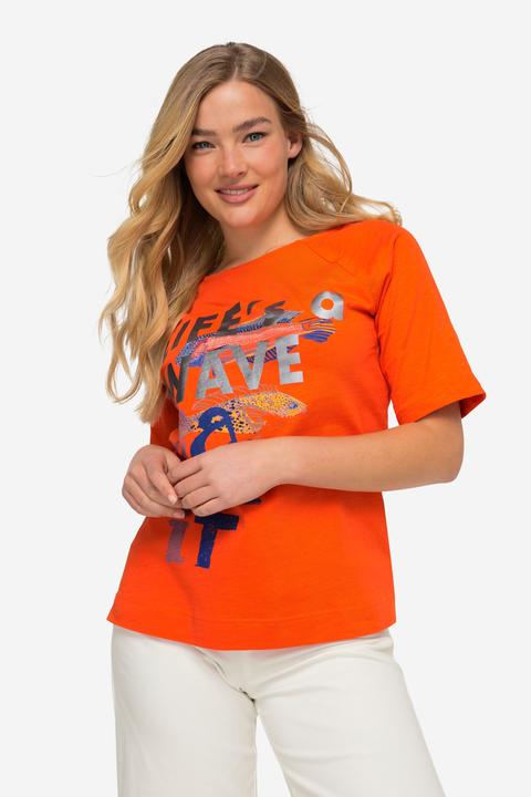 Produktbild Laurasøn T-Shirt, Schrift-Print, Halbarm mit Raffung, OEKO-TEX MIG (L)