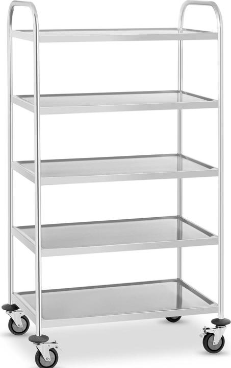 Royal Catering Servierwagen Edelstahl Teewagen Küchenwagen Gastro 5 Borde 4 Räder bis 100 KG