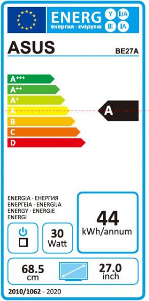 Energy Label ASUS Be27aqlb (2560 x 1440 pixels, 27")