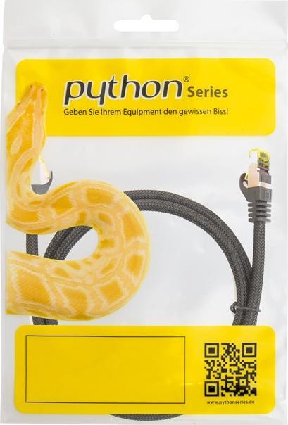 Actual product image Python ® Series RJ45 patch cable withCat.7 raw cable, snap-in nose protection (RNS®) and nylon braiding (S/FTP, CAT7, 25 m)