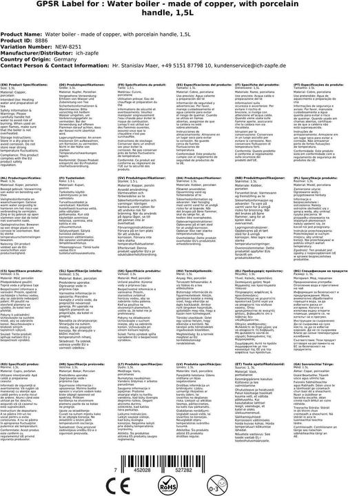 Actual product image Ich-zapfe Tea kettle with porcelain handle (1.50 l)