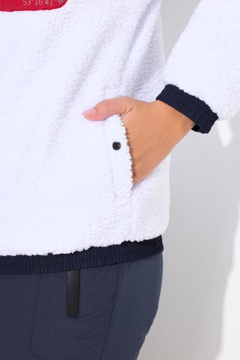 Immagine prodotto Ulla Popken Giacca in pile teddy con applicazioni, collo alto e cerniera a cursore doppio (50, 52)