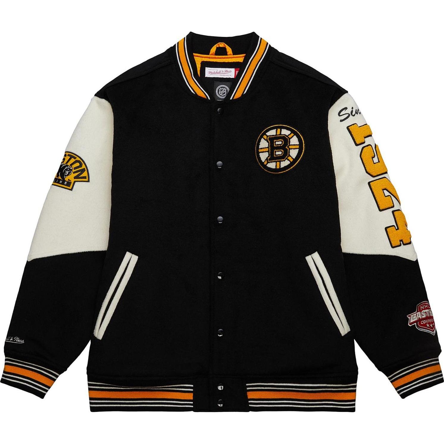 Mitchell & Ness, Herren, Jacke, M&N Vintage Varsity Wool Jacke - NHL Boston Bruins - S (S), Schwarz, S