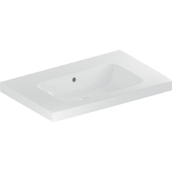 Geberit, Waschbecken, iCon Light Waschtisch, 75 cm x 48 cm, ohne Hahnloch, mit Überlauf,501839 (780 mm, 195 mm)