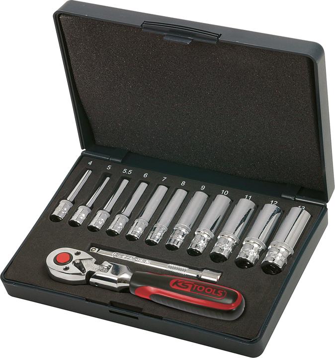 Actual product image KS Tools 1/4" CHROMEplus socket wrench set (12 mm, 10 mm, 11 mm, 13 mm)