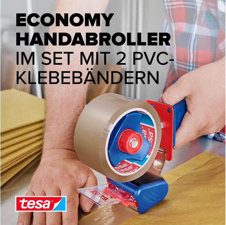 Produktbild tesa tesapack Handabroller Set mit 2 reissfesten PVC Packbändern (50 mm)