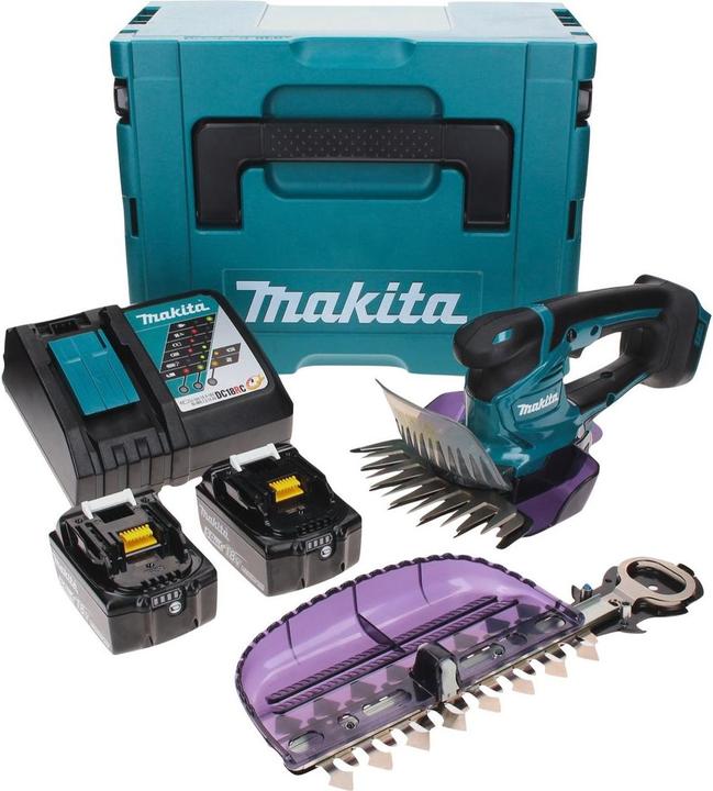 Productafbeelding Makita DUM 604 RTXJ Accu grasschaar 18 V met gras- en struikschaar + 2x oplaadbare accu 5.0 Ah +. (Oplaadbare batterij)
