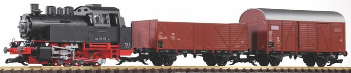Piko G-Start Set Güterzug BR 80 + zwei Wagen (Spur G)