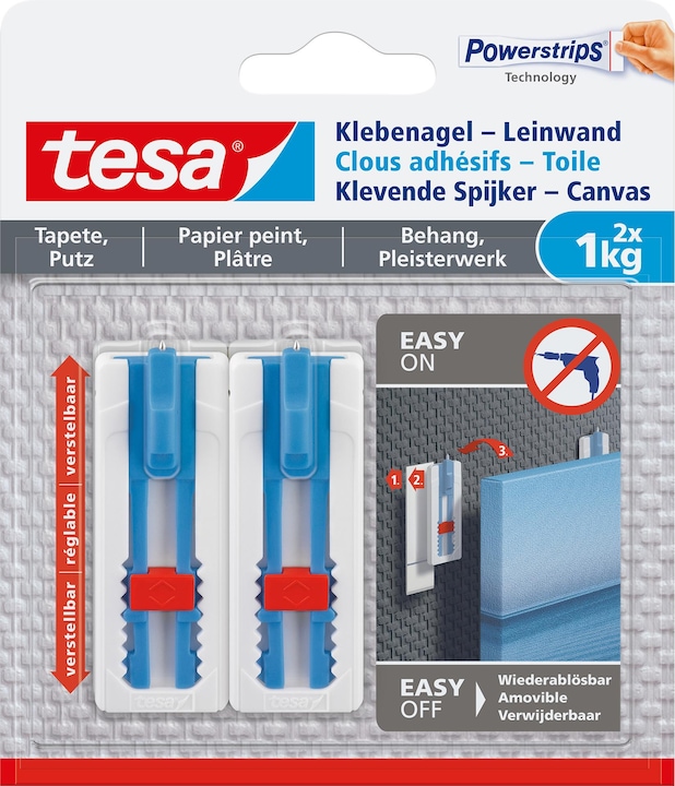 Image du produit tesa Clou adhésif pour papier peint et plâtre, idéal pour les toiles et les châssis