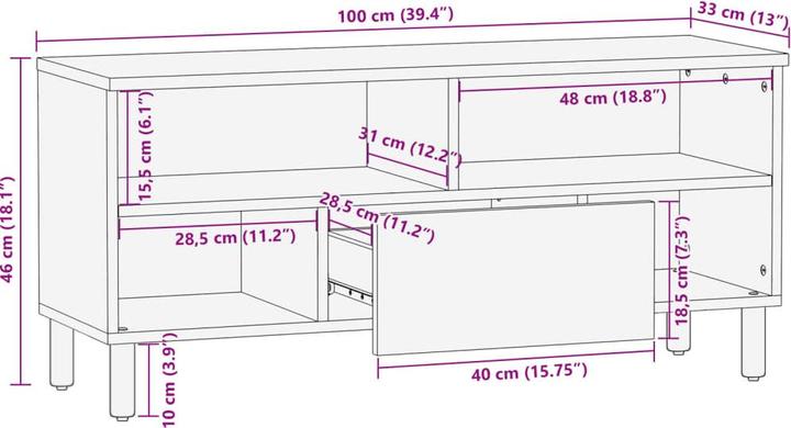 Actual product image VidaXL TV cabinet Lowboard TV cabinet TV table black wood-based material (100 x 33 x 46 cm)