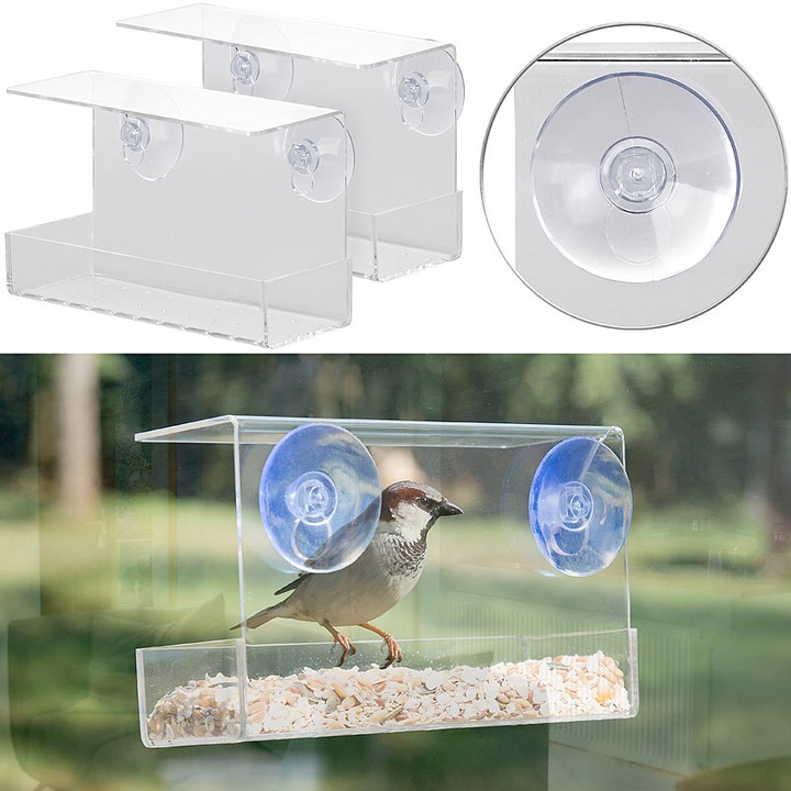 Produktbild Royal Gardineer 2er-Set Vogel-Futterhäuser mit Saugnapf-Befestigung