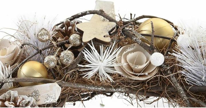 Produktbild DKD Home Decor Weihnachtskranz natürlich Gold Braun Ananas (34 x 34 x 8 cm)