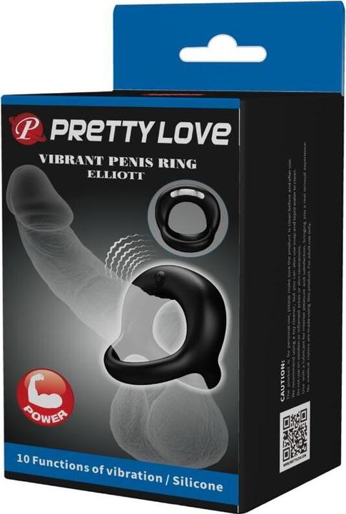 Actual product image Pretty Love VIBRANT PENIS RING ELLIOTT Black, 10 vibration functions