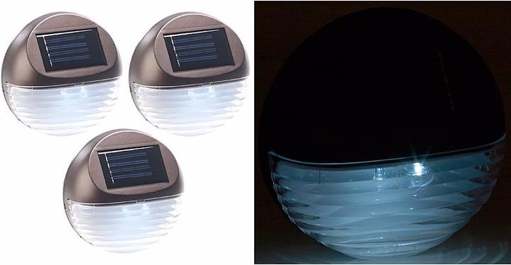 Produktbild Lunartec 3er-Set Solar-LED-Zaunleuchte (1 lm, IP44)