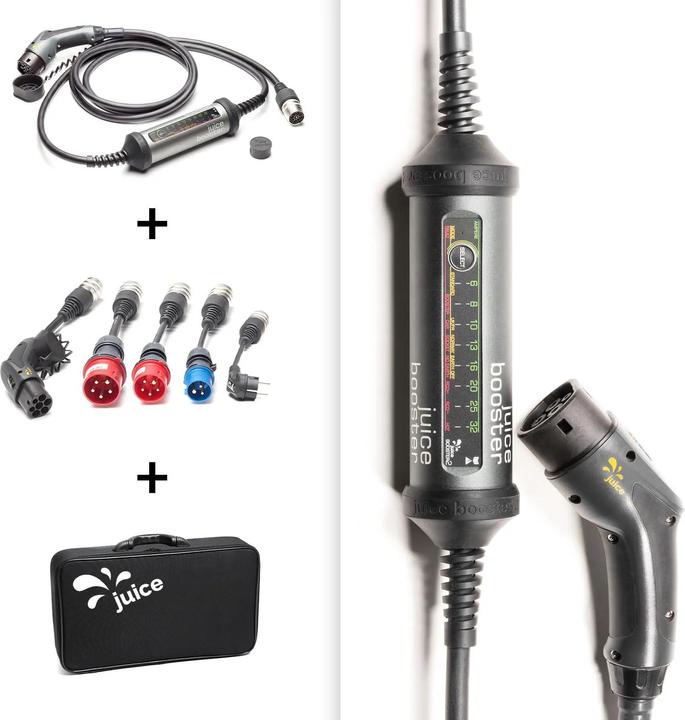 Juice Technology Juice Booster 2 UE Traveller Set Plus (Tipo 2, 22 kW, 32 A, Tipo 2, CEE16 rosso, CEE32 rosso, CEE 7/7)