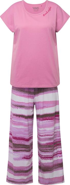 Image du produit Ulla Popken Pyjama à rayures avec broderie, col rond et manches courtes (46, 48)