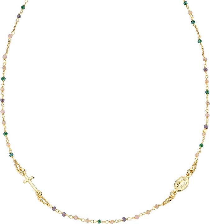 Immagine prodotto Amen Collana rotonda di cristallo con rosario (3 micron placcato oro, 44 - 48 cm)