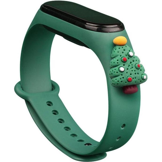 Hurtel Strap Xmas Wristband for Xiaomi Mi Band 4 / Mi Band 3 Christmas Silicone Strap Bracelet Dark Green ( (Mi Band 3),...