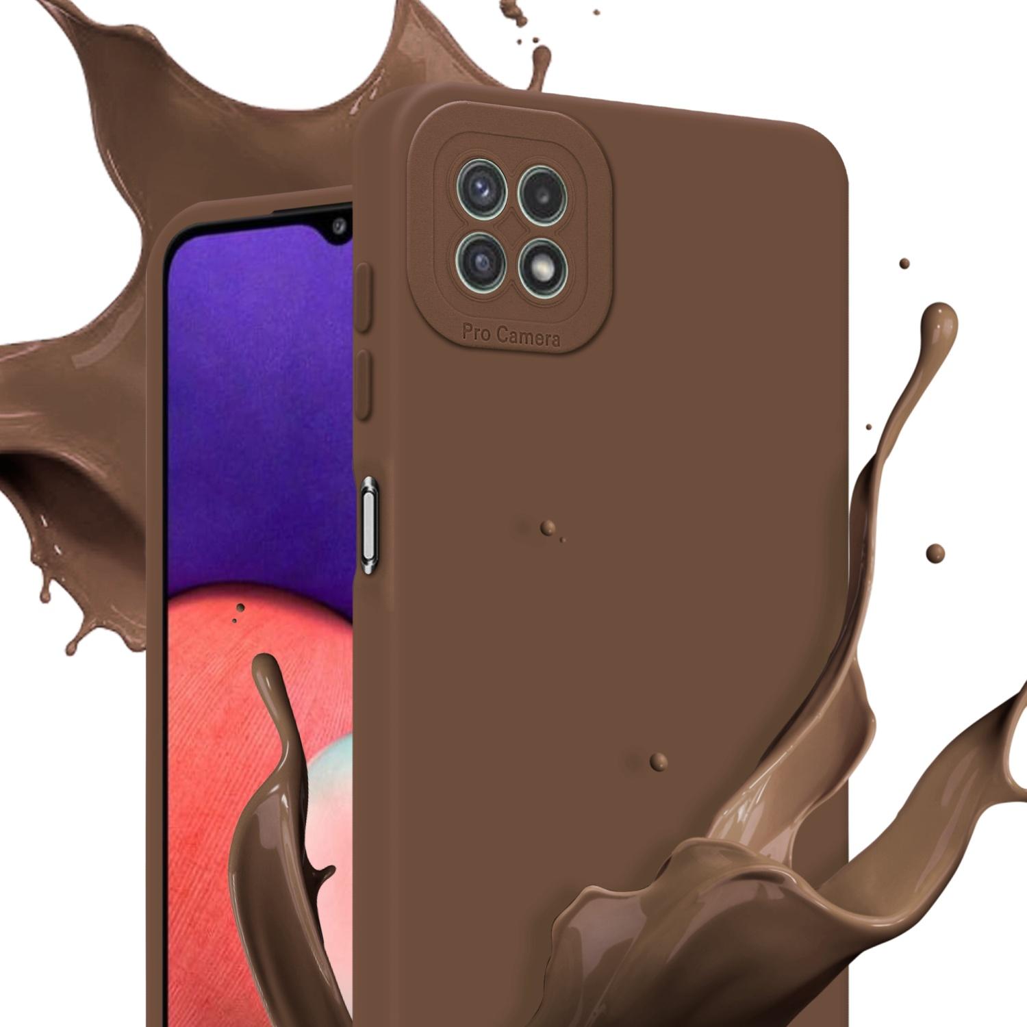 Thumbnail - Cadorabo Hülle für Samsung Galaxy A22 5G im TPU Fluid LM162 Style (Samsung Galaxy A22 5G), Smartphone Hülle, Braun