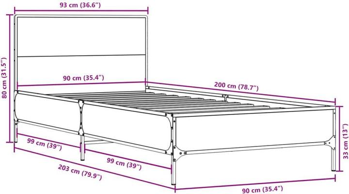Produktbild vidaXL Bettgestell (90 x 200 cm)