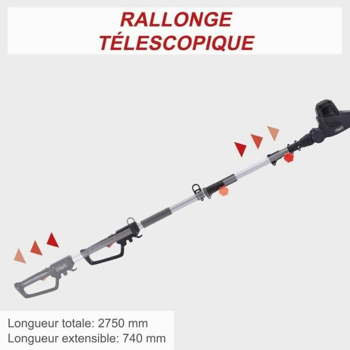 Actual product image Scheppach 500 W electric telescopic hedge trimmer incl. shoulder strap (Electrical connection)