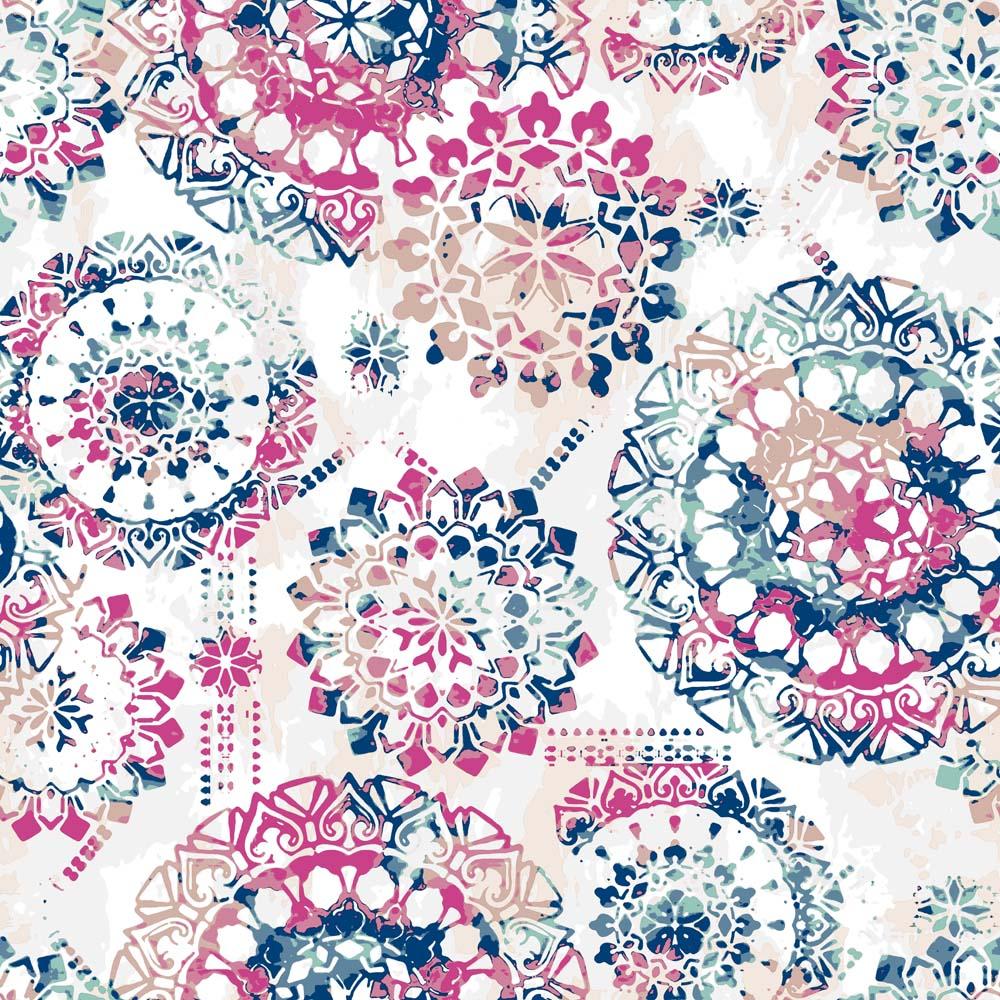 Roommates, Wandtattoo, PEEL & STICK Wallpaper - Boho Style Pink/Blau