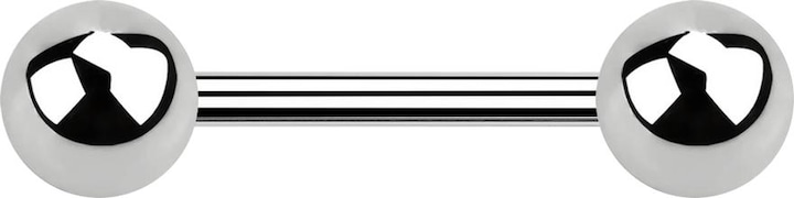 Star Piercing Barbell silber mit zwei Kugeln (Chirurgenstahl 316L, ohne Messing)