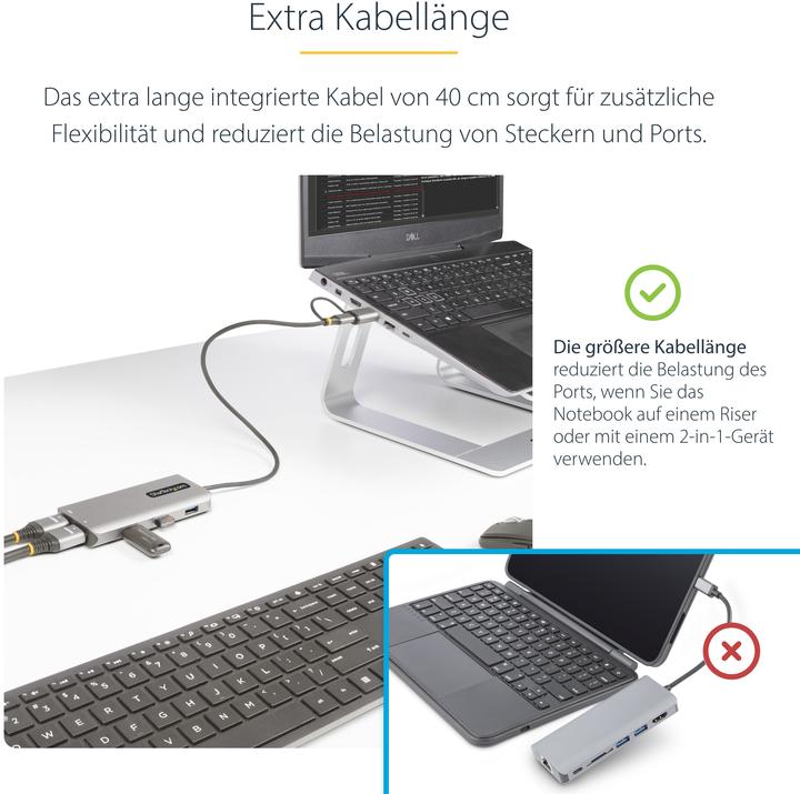 Produktbild StarTech COM USB-C & USB-A Multiport Adapter Dual HDMI 4K/1080p 3-Port USB Hub USB-C to A Dongle Min (USB-C)