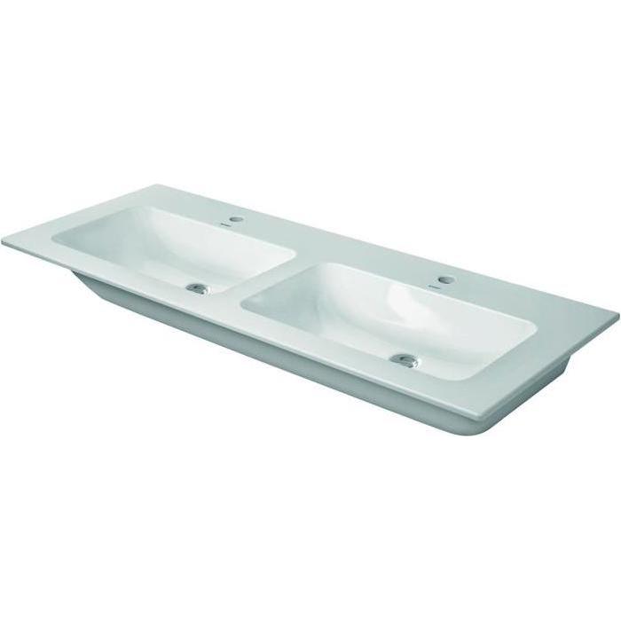Duravit, Waschbecken, Doppelwaschtisch ME by Starck m ÜL m HLB 1300x490mm o HL we seidenmatt (490 mm, 1300 mm)