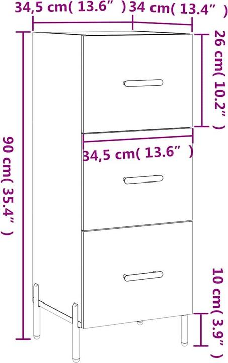 Actual product image vidaXL Sideboard (34.50 x 34 x 90 cm)