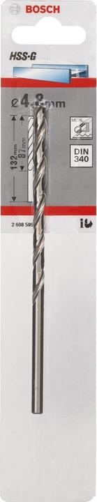 Produktbild Bosch Professional Zubehör Metallbohrer HSS-G, DIN 340, 4,8 x 87 x 132 mm, 1er-Pack (4.8 mm)