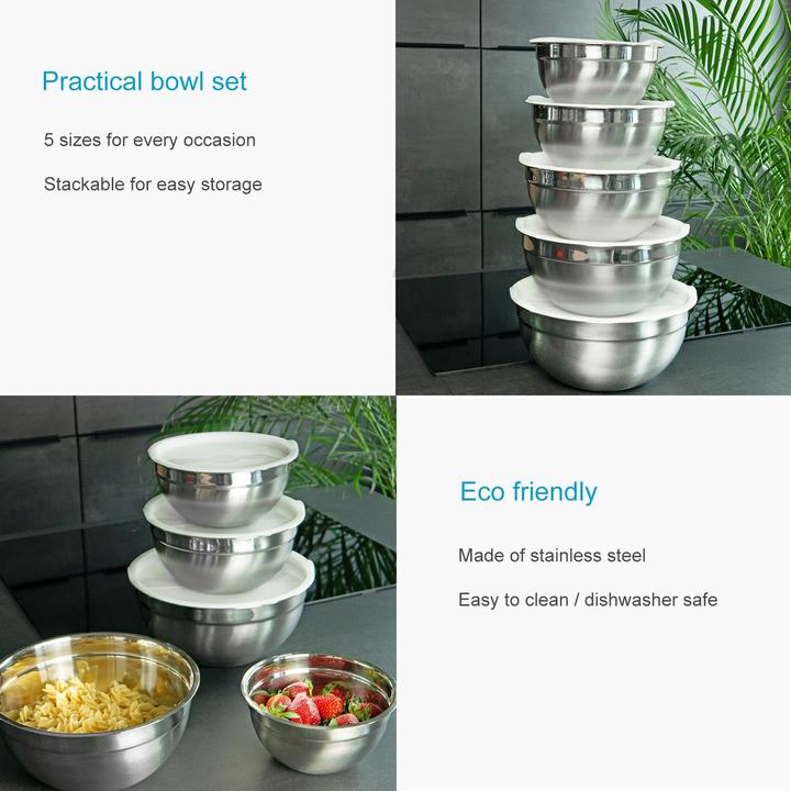 Set Di 4 Ciotole Per Mescolare In Acciaio Inossidabile - Diametro 21 Cm - Ideali Per Cucina, Mense E Ristoranti
