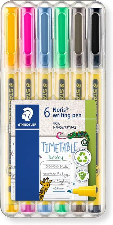 Image du produit Staedtler Noris writing pen 307 (Bleu, Jaune, Jaune, Marron, Noir, Roses, Vert, 6x)