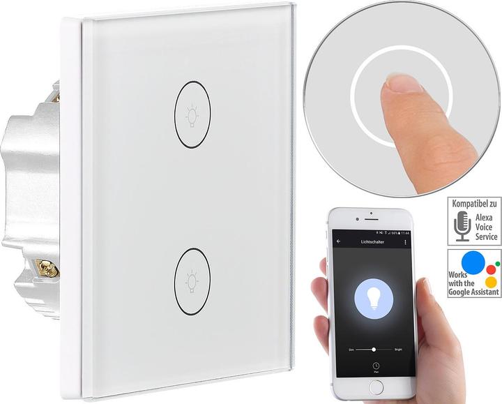 Luminea Touch double light button, Amazon Alexa & Google Assistant compatible