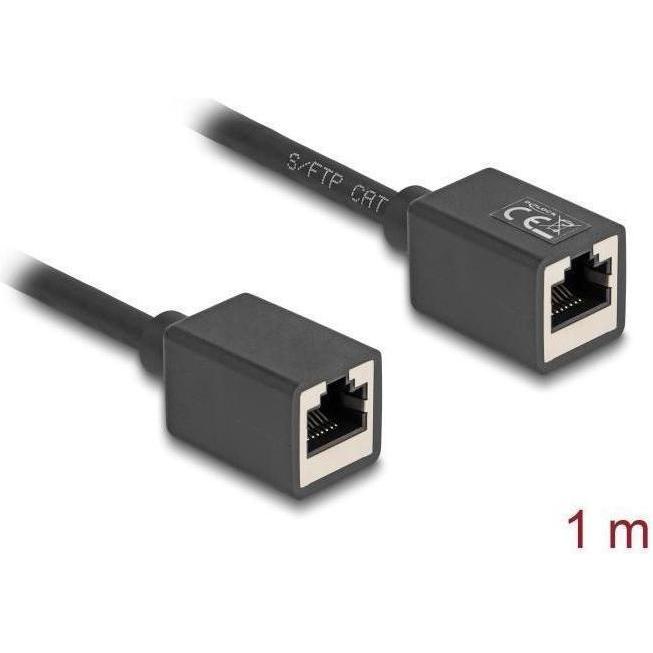 Thumbnail - Delock Netzwerk Verlängerungskabel Kupplung RJ45 Buchse zu R (S/FTP, CAT6a, 1 m), Netzwerkkabel
