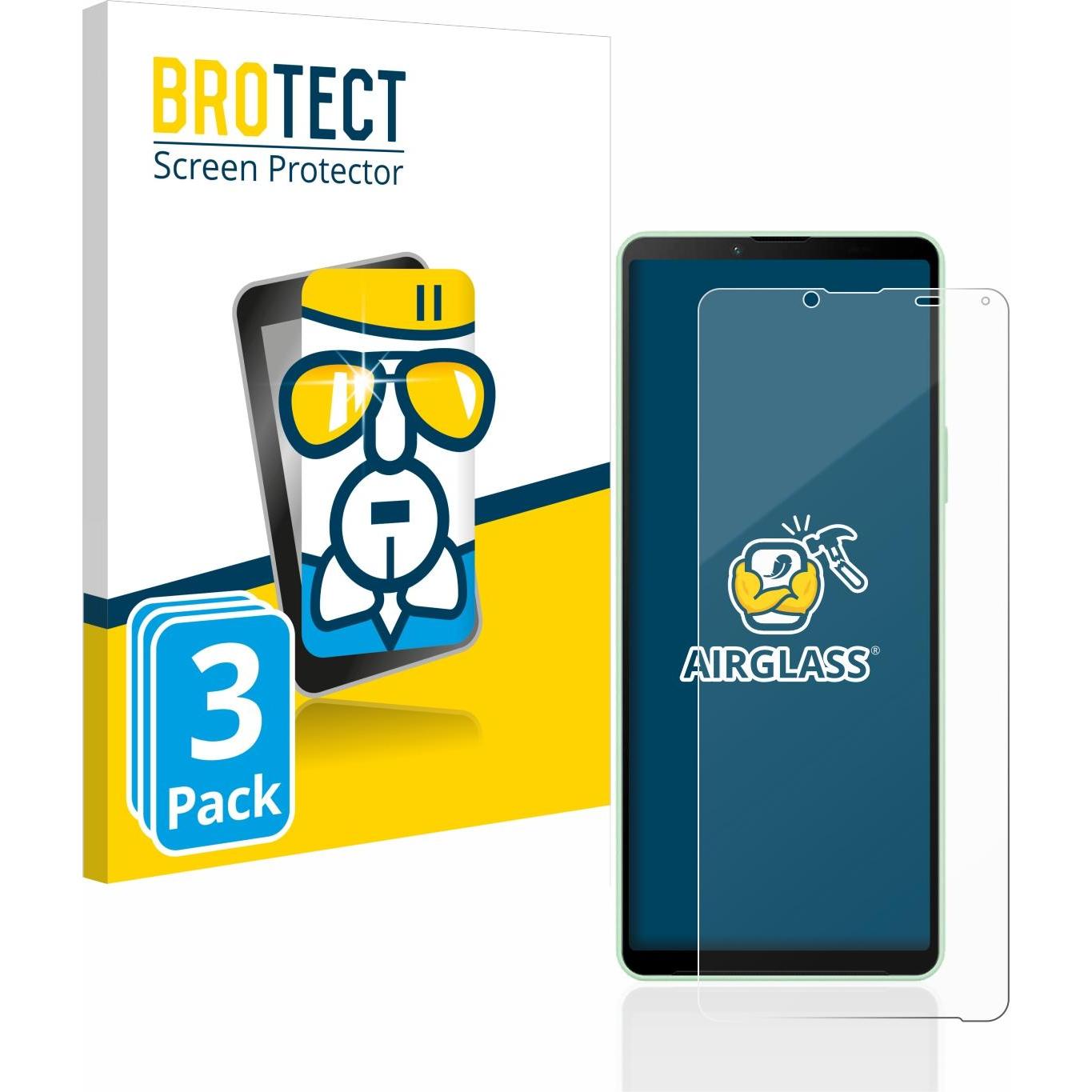 BROTECT AirGlass Panzerglasfolie (3 Stück, Sony Xperia 10 V), Smartphone Schutzfolie, Transparent