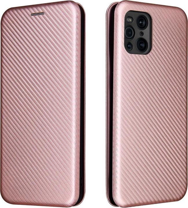 Actual product image Cover-Discount OPPO Find X3 Pro - Carbon Look Flip Case Cover pink (Oppo Find X3 Pro)