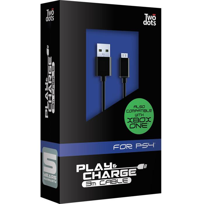Two Dots Cavo Aliment USB-Micro 3Mt PS4 (PS4), Accessori per controller gaming